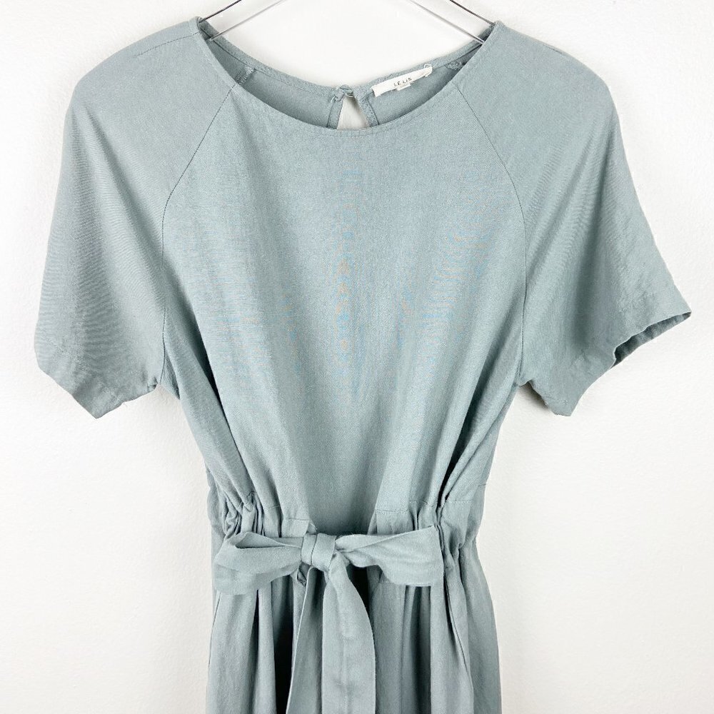 LE LIS | Sage Green Short Sleeve Jumpsuit Drawstring Waist Wide Leg Small